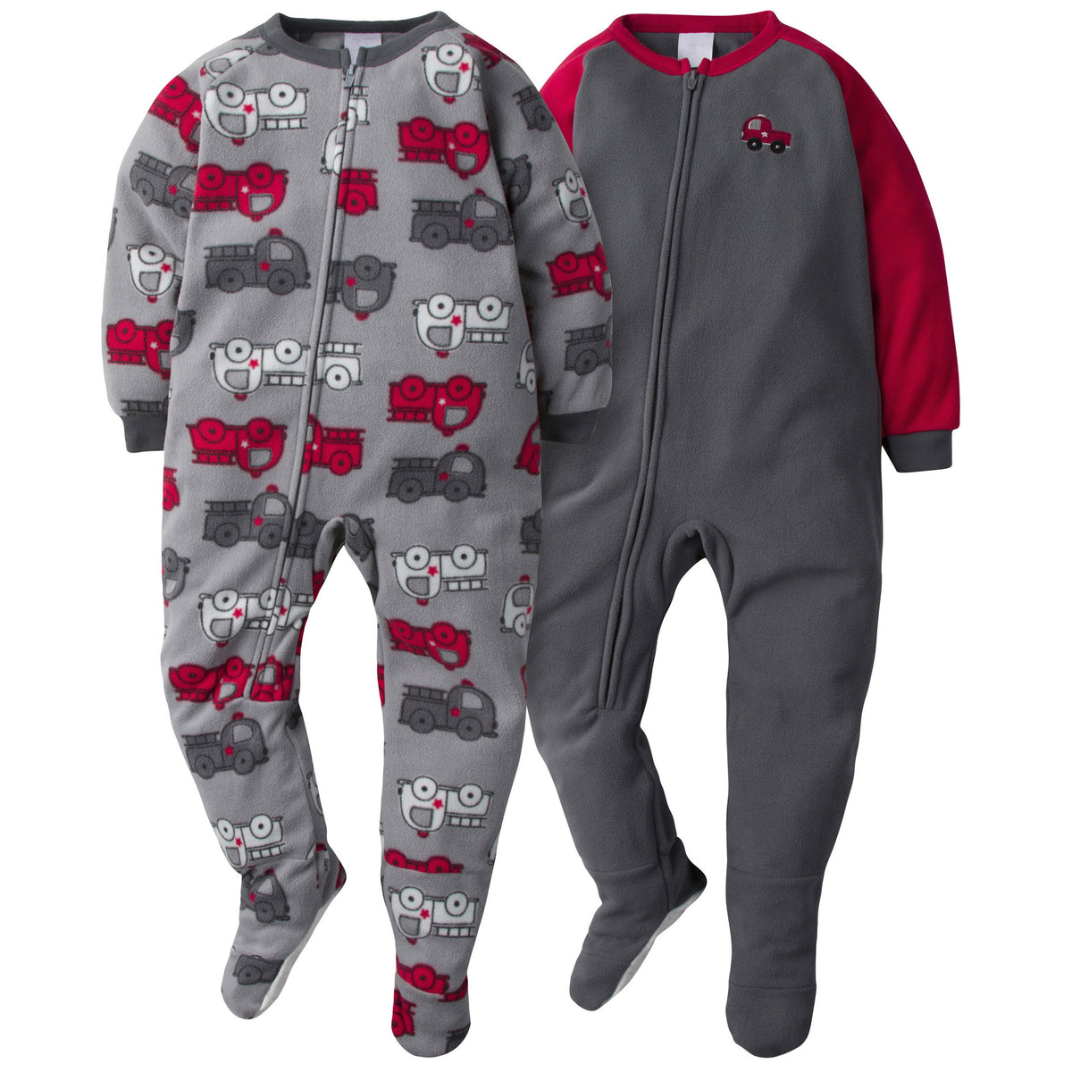 4-Pack Toddler Boys Blanket Sleepers - Firetrucks & Bear Heads
