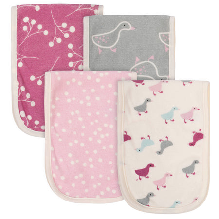4-Pack Baby Girls Comfy Stretch Ducklings Burp Cloths