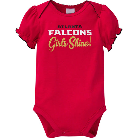 3-Pack Baby Girls Falcons Short Sleeve Bodysuits