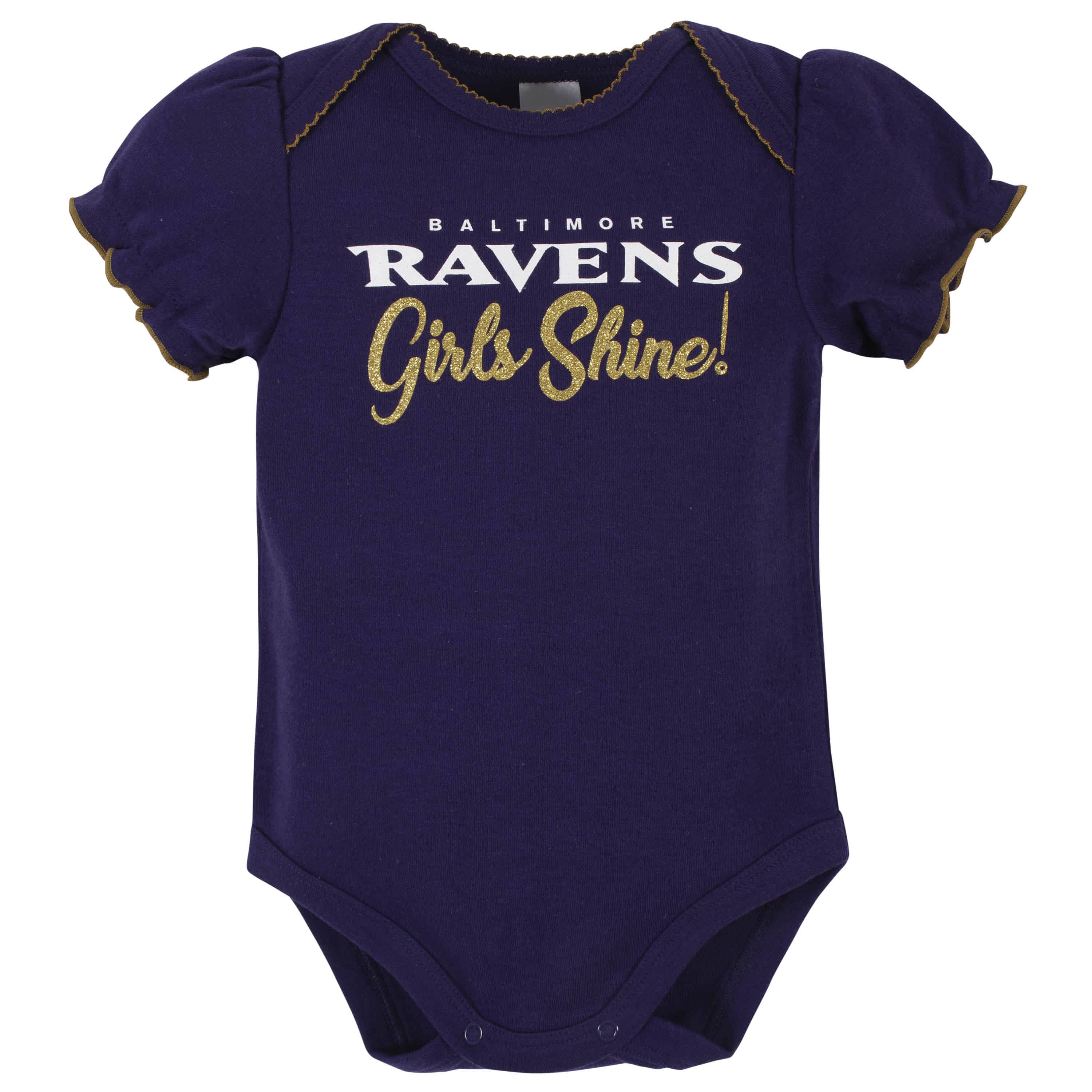 Baltimore Ravens Baby Girls Short Sleeve Bodysuits-Gerber Childrenswear