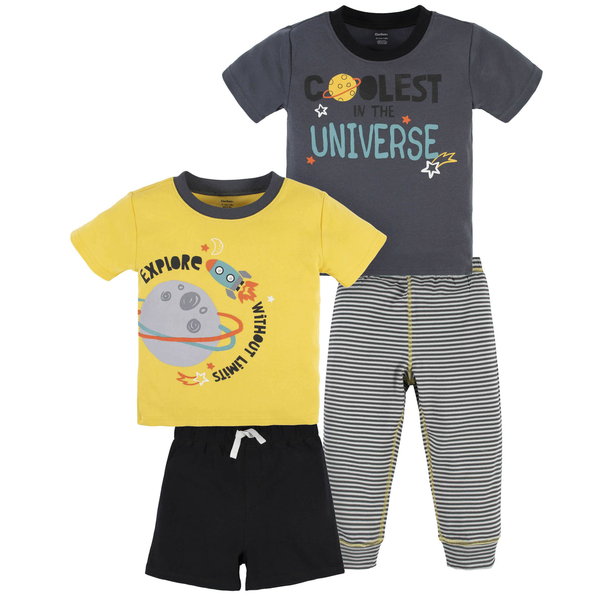 4-Piece Infant & Toddler Boys Blast Off Tees, Shorts & Pants Set-Gerber Childrenswear