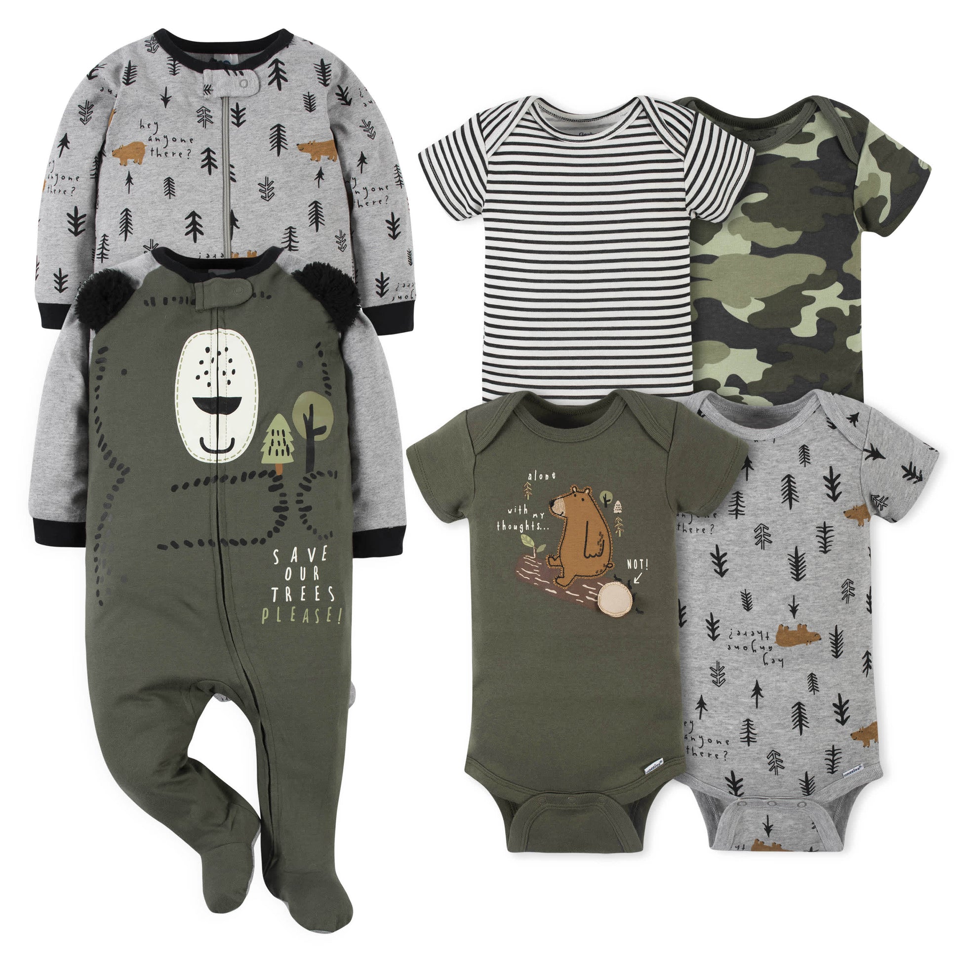 6-Piece Baby Boys Bear Onesies® Bodysuit and Sleep 'N Play Set-Gerber Childrenswear