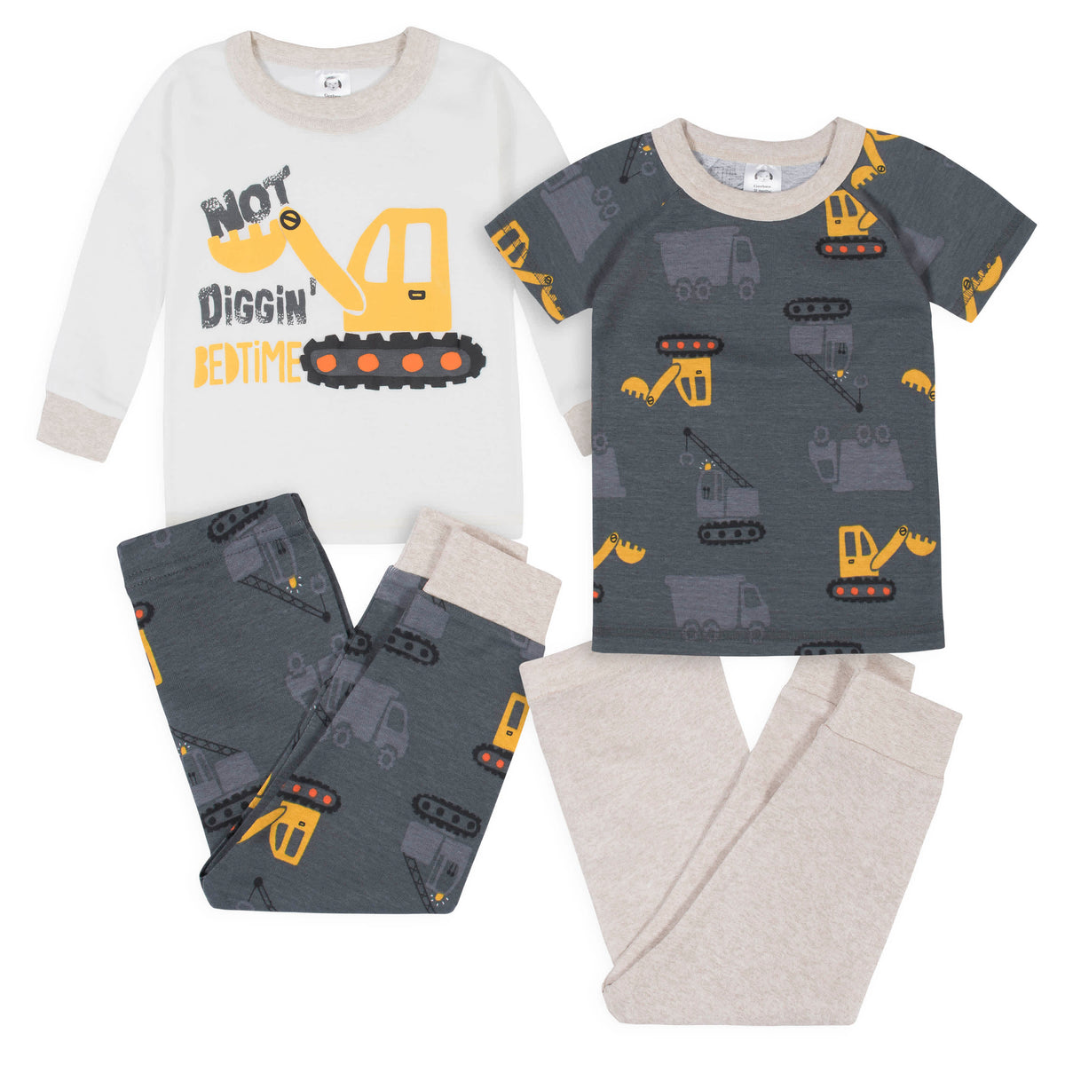 4-Piece Baby & Toddler Boys Construction Trucks Snug Fit Cotton Pajamas-Gerber Childrenswear