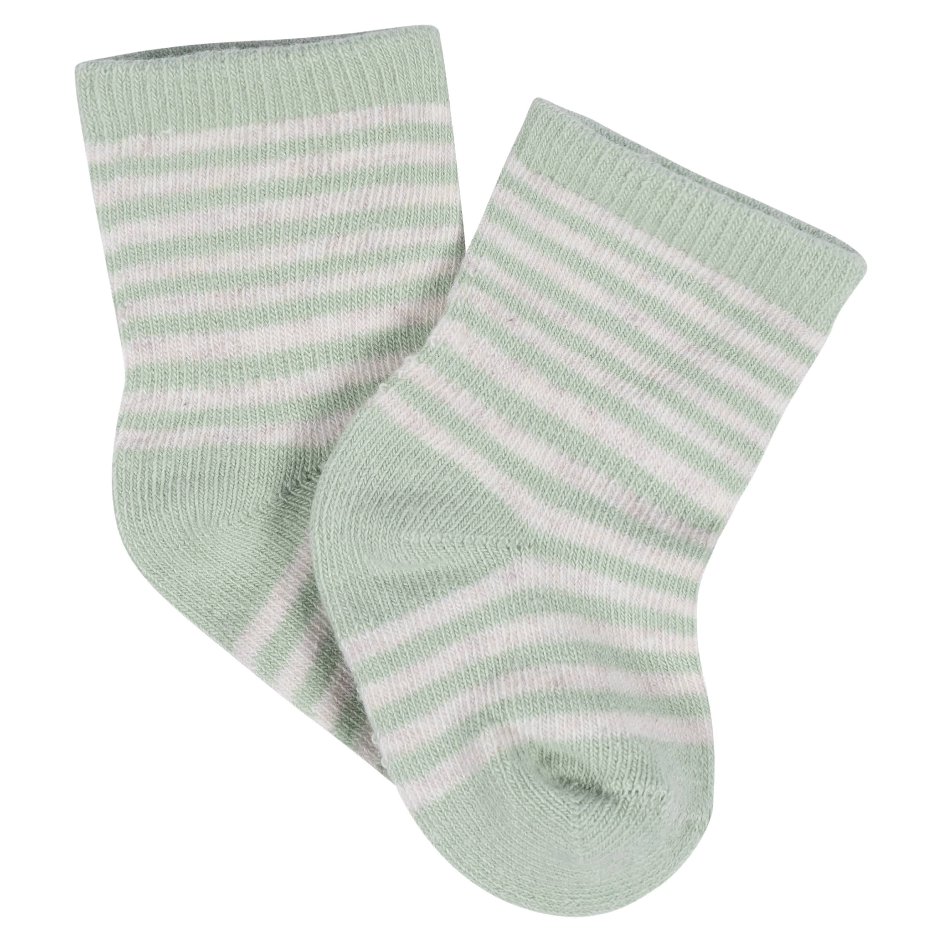 8-Pack Baby Girls Golden Floral Jersey Wiggle Proof® Socks