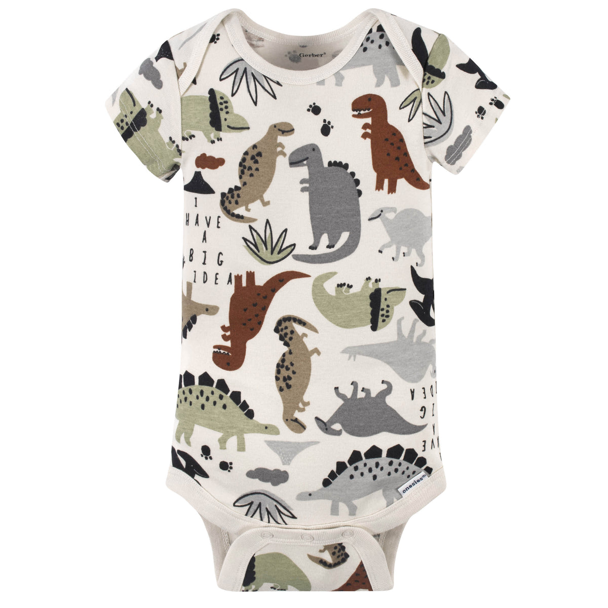 4-Pack Baby Boys Dino Short Sleeve Onesies® Bodysuits-Gerber Childrenswear