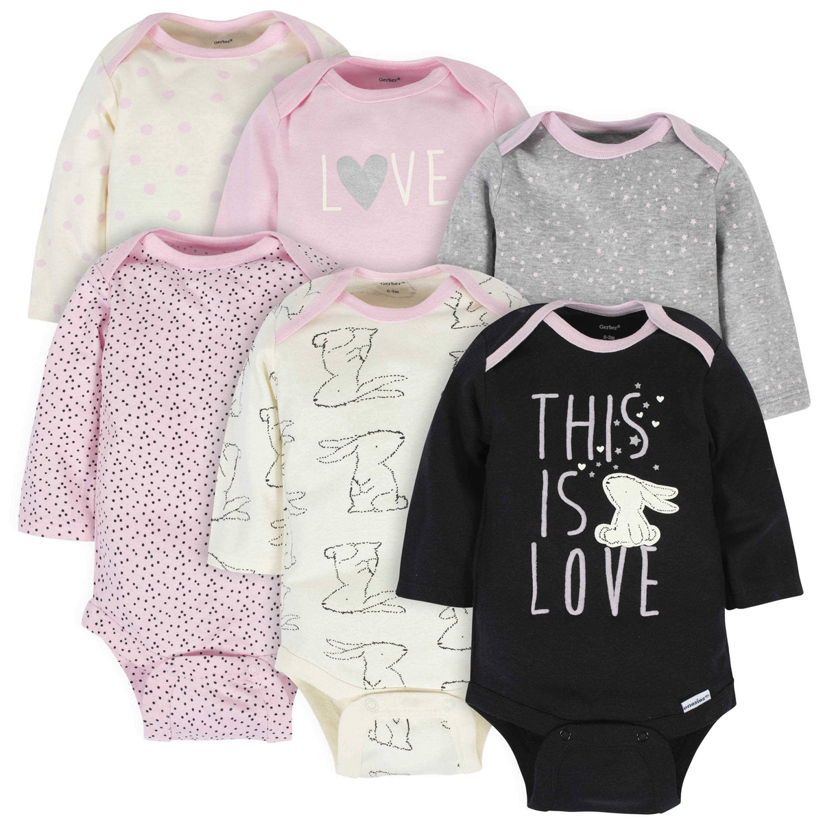 18-Piece Baby Girls Bunny Sleep 'N Play, Onesies® Bodysuit, and Burpcloth Set-Gerber Childrenswear