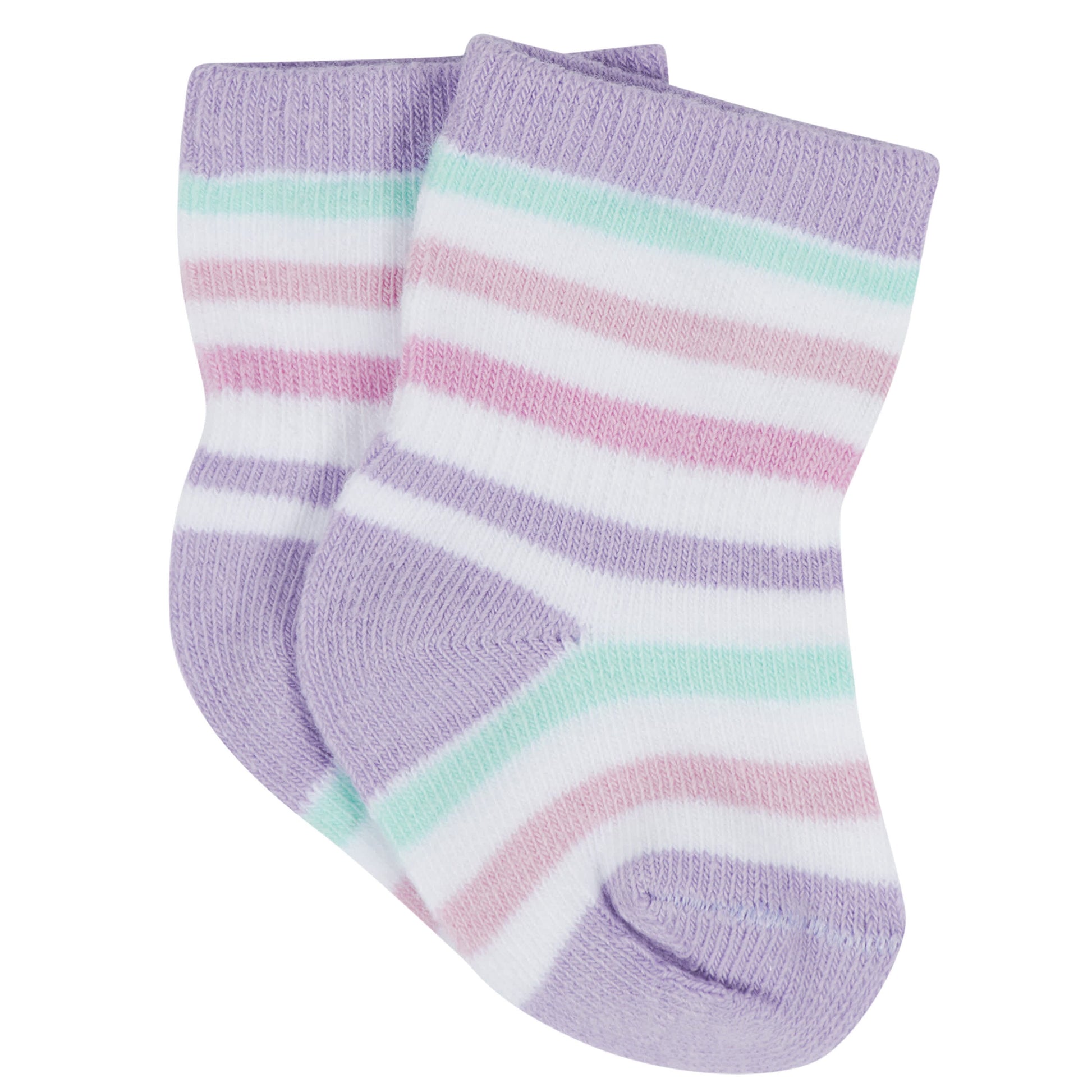 12-Pack Baby & Toddler Girls Rainbow Floral Jersey Crew Wiggle Proof® Socks