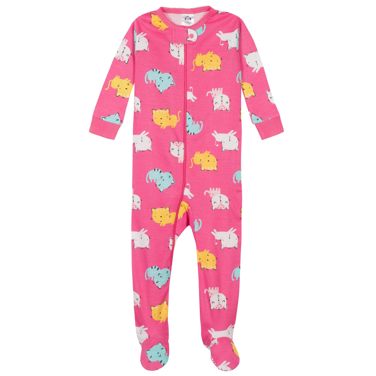 2-Pack Baby & Toddler Girls Cats Snug Fit Footed Cotton Pajamas-Gerber Childrenswear