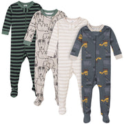 4-Pack Baby & Toddler Boys Bears & Construction Trucks Snug Fit Footed Cotton Pajamas-Gerber Childrenswear